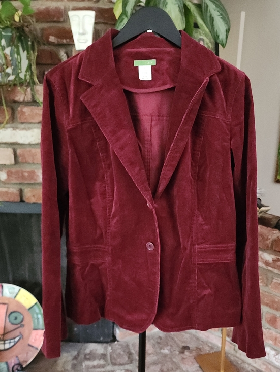 J. Crew Jackets & Blazers - J. Crew Burgundy Velvet Blazer Women's Single Button Tailored Jacket